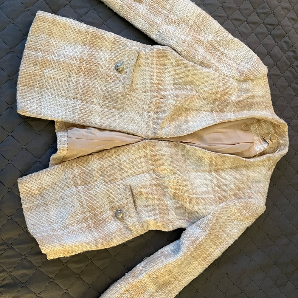 Women's Cream and Tan Tweed Jacket